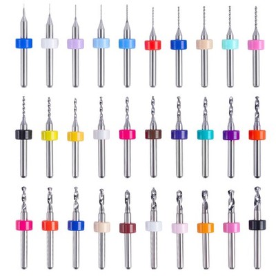 30PCS Micro Drill Bits Set for Dremel Spiral Flute 0.1-3mm Carbide Mini Bit