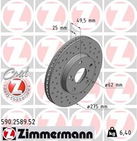 2X Bremsscheibe Sport Z Zimmermann 590.2589.52 FüR Toyota RAV 2 ZCA25_ ZCA26_