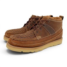 Twisted X Mens 4 Leather Wedge Sole Boot Woven Oiled Saddle Brown Size 9