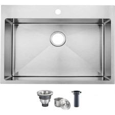 28 Inch Drop in Kitchen Sink, 304 Stainless Steel Single Bowl Basin, Top Moun...