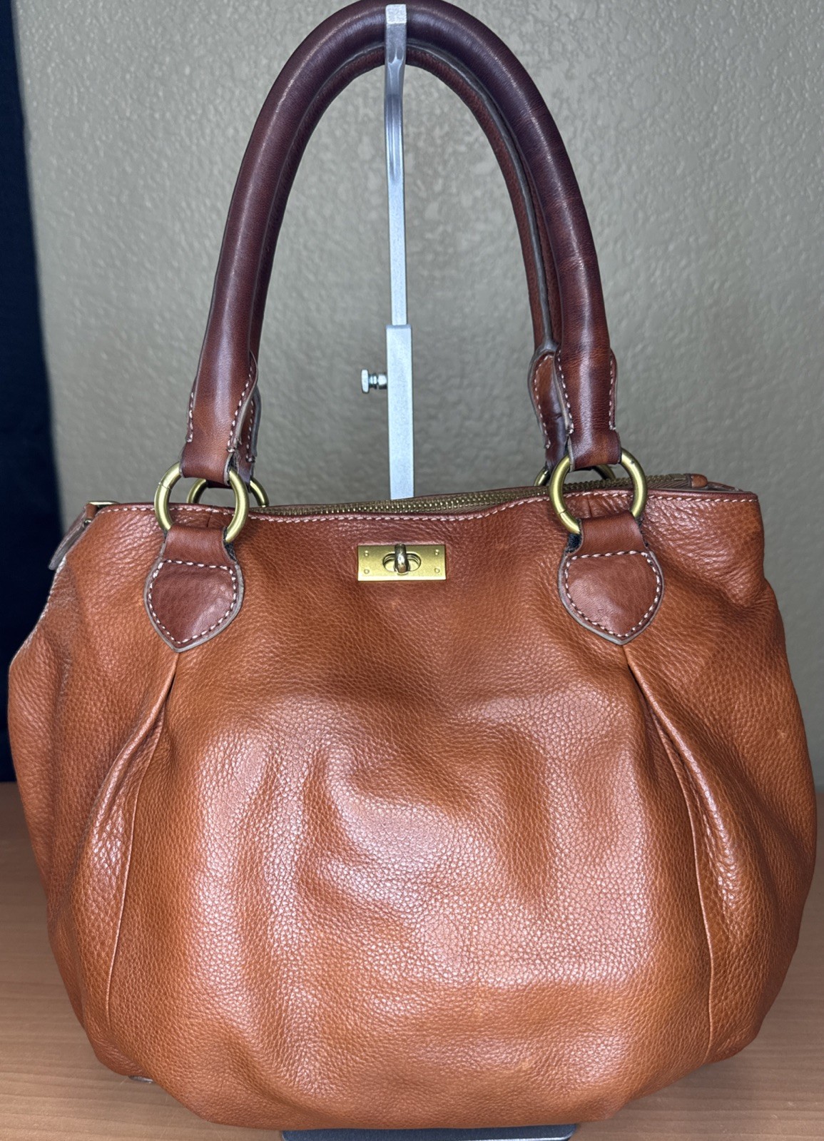 J.CREW Brown/Camel Soft Leather Turn-lock Shoulder Bag/Purse/Hand Bag - NO Strap