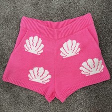 Show Me Your Mumu pink and white shell print sweater shorts size M
