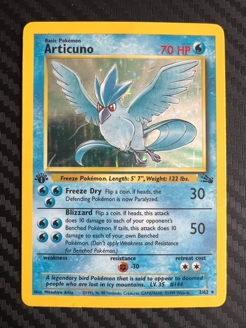 Pokemon TCG Articuno 1st Edition Fossil 2/62 Holo Rare DMG