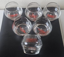 Vintage Set of 6 X The Famous Grouse Limited Edition Feather bubble Glass...
