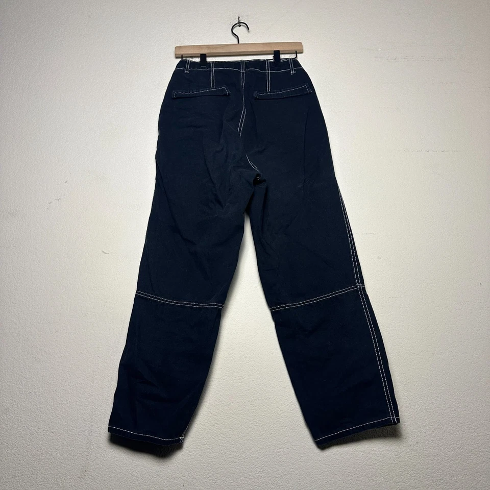 Pantalón vaquero chino holgado utilitario cosido doble rodilla H&M para mujer 8 negro blanco Y2K Foto 2 de 4