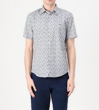  75 Tommy Hilfiger Men's Flex Palm Button Shirt Up - Ivory-Medium-New With Tags