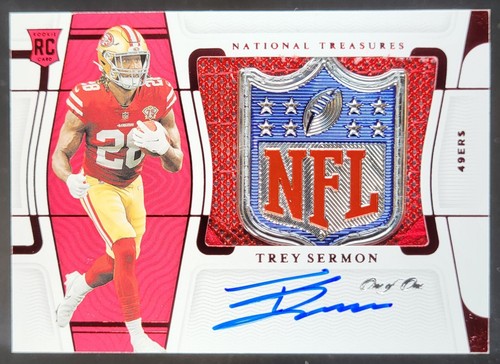 2021 Panini National Treasures Trey Sermon NFL Shield Red 1/1 MEM Auto RC AL2