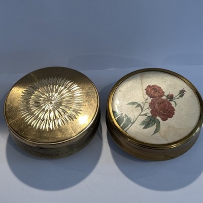 Vintage Art Deco Schmuckschatulle goldfarben rot gefüttert x 2