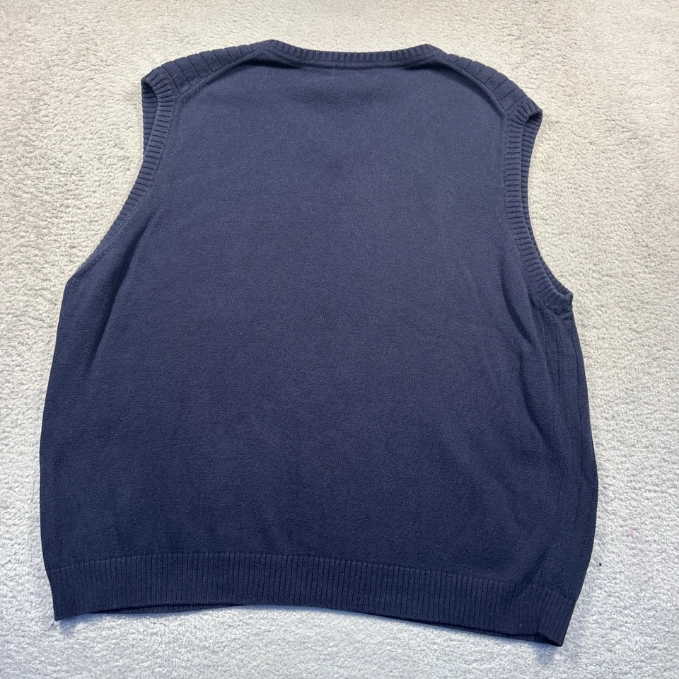 Vintage Y2K Eddie Bauer Mens XL Vest Sweater Knit Cotton Cashmere Blue - Image 2 of 4