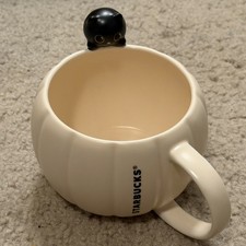 Starbucks Black Cat Mug 2026 Halloween Beige Pumpkin 12 oz Ceramic Coffee Tea 
