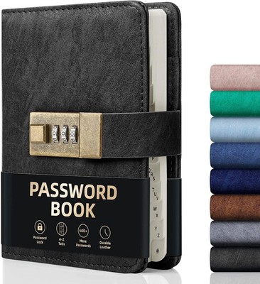Wemate Password Book With Lock, Password Book With Alphabetical Tabs