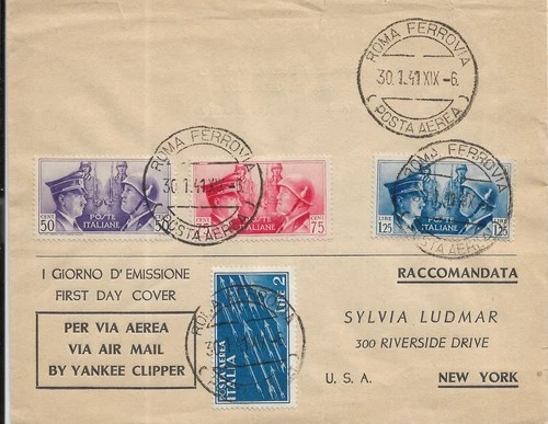 1941 Roma, Italy to New York, NY FDC via Yankee Clipper (65046)