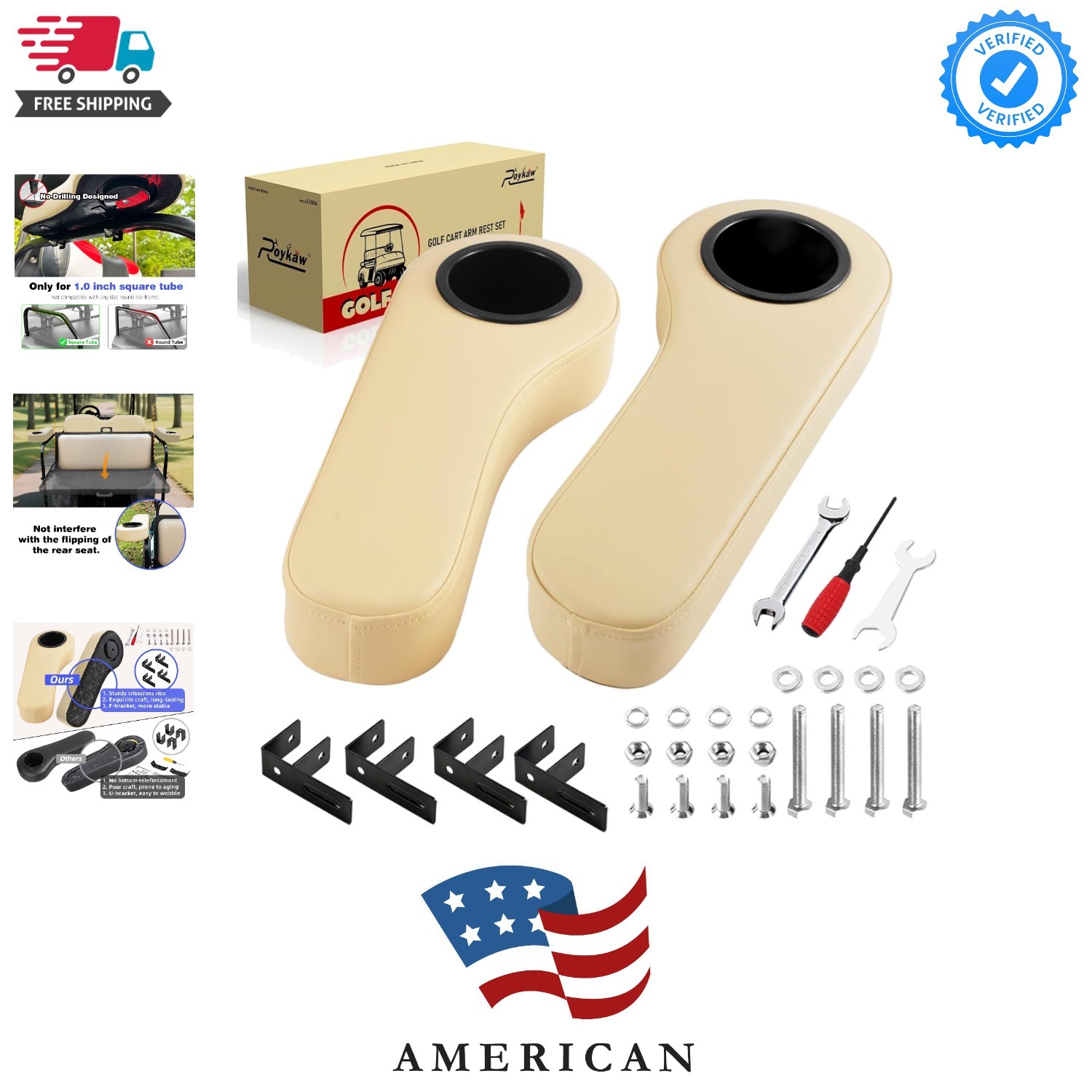Cart Armrest With Cup Holder Compatible With Ezgo Club Car Y