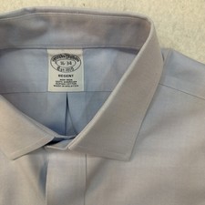 Brooks Brothers Shirt Mens 16-34 Regent Fit Non-Iron Blue Button Down