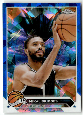 Topps Chrome NBA Basketball 2024 No. 2 Mikal Bridges Sapphire Refractor