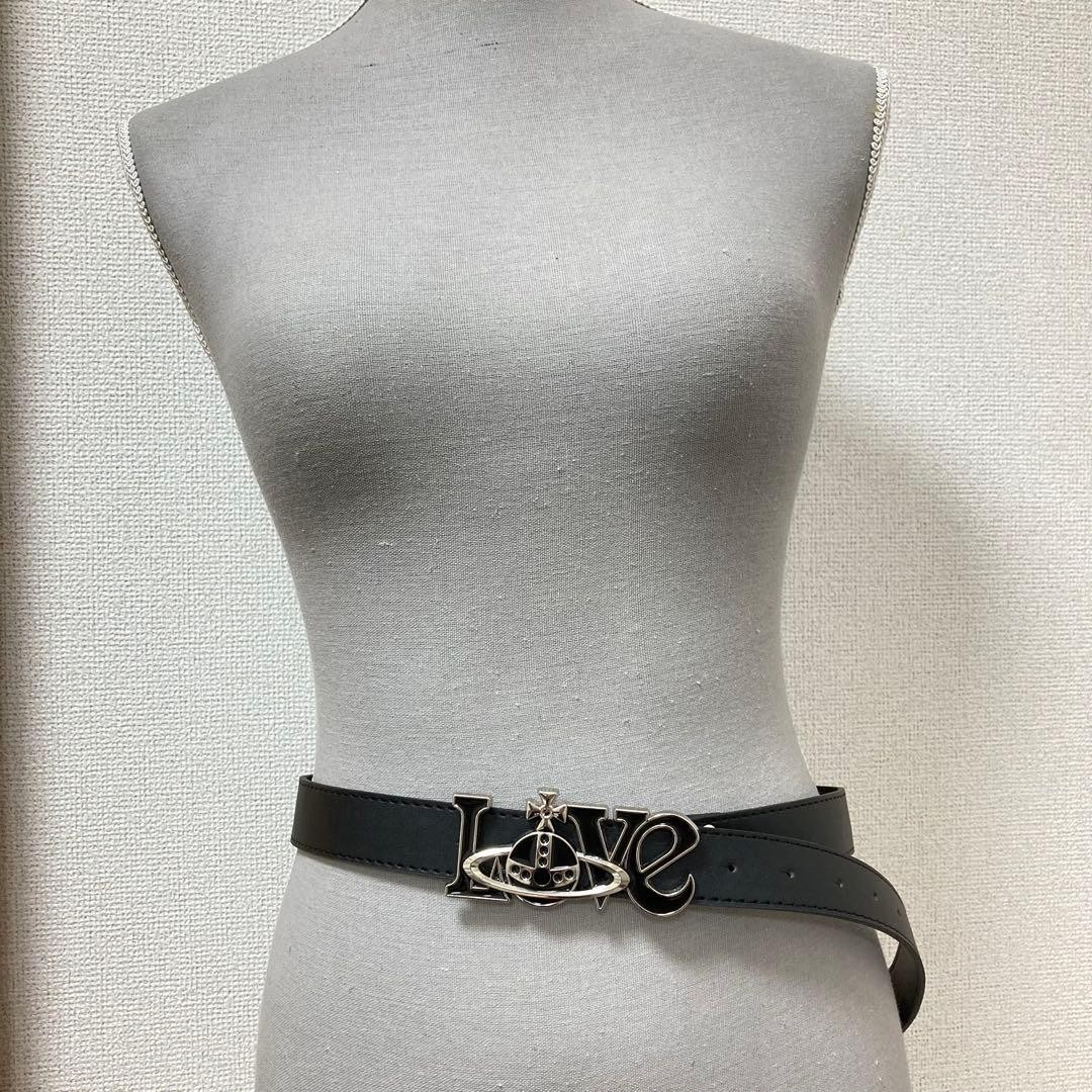 Vivienne Westwood Belt LOVE × Orb Black Total Length: 108cm Width