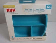 NIB NUK Suction Plates Plates Set of 2 Green Blue