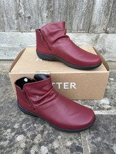 Hotter Murmur Womens Ankle Boots Size UK 6.5 EU 40 Red Pear Leather Slouch Zip