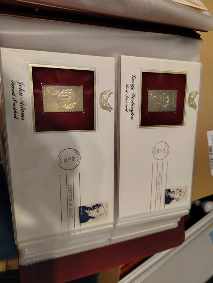 Golden Replicas of the 1986 United States President Stamps Complete 22k Gold Set - Image 2 of 4