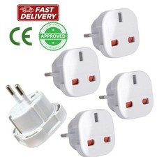 EU Travel Adapter Plug - 5 Pack | UK to Euro Europe Adaptor 2 pin Plugs European