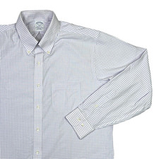 Brooks Brothers Regent Fit Dress Shirt Mens 16.5 - 4/5 White Purple Check Office