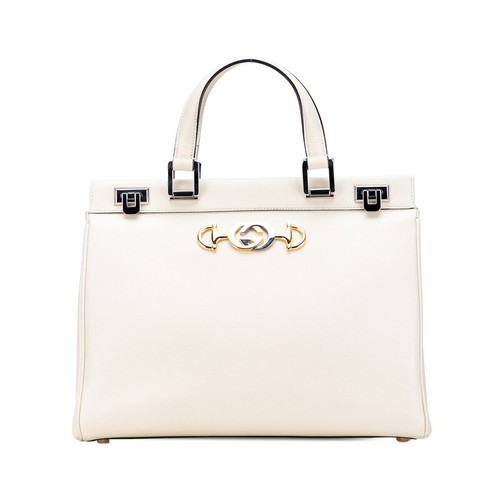 Gucci Zumi Horsebit Handbag 564714 White Leather Ladies GUCCI Used