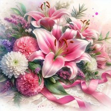 Diamond Painting Kits for Adults, Flower Lily 5D DIY Full Drill Diamond Art Ki,,