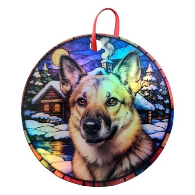 Chinook 1 in the Snolw Holographic Dog Ornament