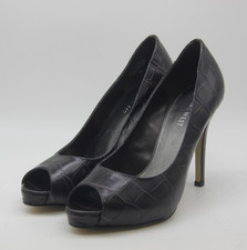 Nine West Liatris Leather Croc Hidden Platform Peeptoe Pumps Heels Y2K Vintage