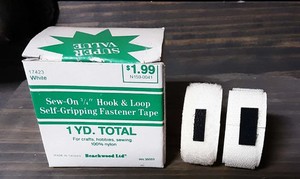 VINTAGE IN BOX WHITE SEW ON 3/4" HOOK & LOOP SELF-GRIPPING FASTENER TAPE 1 YARD