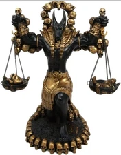 Statue Ankh Altar Ebros Anubis  Weighing The Heart Vs Feather Figurine 9"H #An