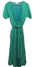 Tulip Wrap Slit Dress Midi Maxi Split Front Tie Long Sleeveless Womens Party NWT