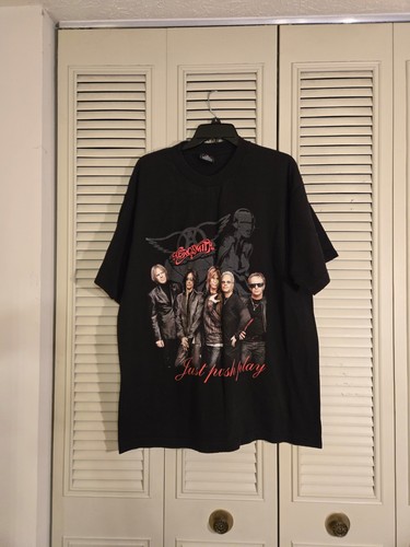 Aerosmith Just Push Play World Tour 2001 Vintage T-Shirt Giant XL Black Rock Tee
