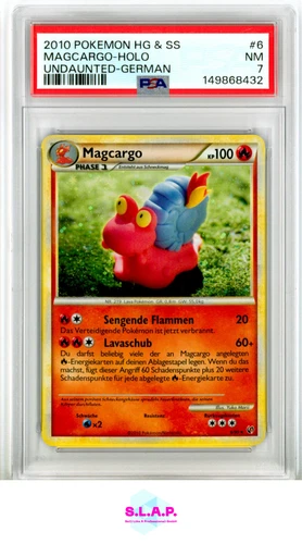 MAGCARGO-HOLO UNDAUNTED-GER POKEMON HEARTGOLD & SOULSILVER 2010 6 PSA 7