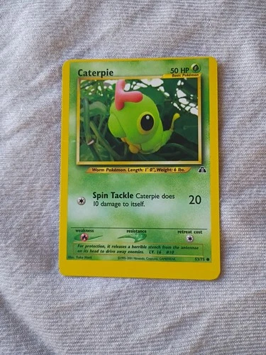  Neo Discovery Common 2001  Caterpie Miscut Error Pokemon Card LP