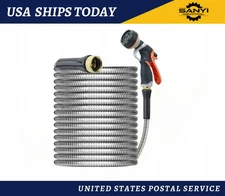 Stainless Steel Metal Garden Hose 25 50 75 100FT Lightweight Flexible Pipe