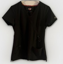 Dickies Xtreme Stretch Women's Black V-Neck Scrub Top Size Small