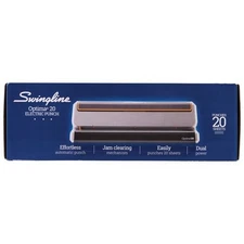 Swingline NIB Optima 20 Electric Paper Punch 3 Holes 20 Sheets Black/Silver