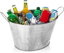 LIVIVO Large Ice Bucket Champagne Bath 24L Galvanised Drinks Party Tub Bar