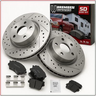 2x GEBOHRT BREMSSCHEIBEN BREMSKLÖTZE HINTEN FÜR DODGE CHARGER CHALLENGER 2006 -