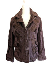 Paparazzi By Biz Women's Embroidered Floral Brown Boho Blazer Button Jacket S
