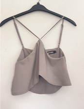 Missguided grey strappy cropped top size 8