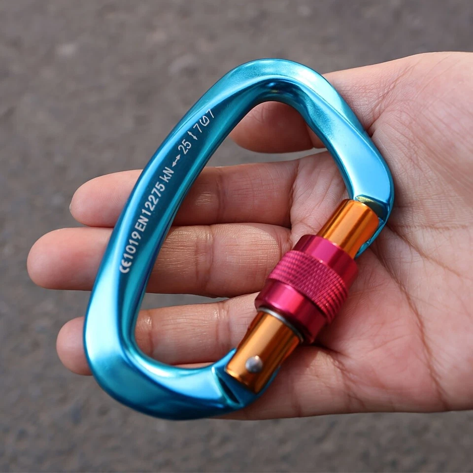 Lote de 4 clips de mosquetón de bloqueo de aluminio de 25 piezas-25KN para escalar en roca ganchos a presión Foto 4 de 4