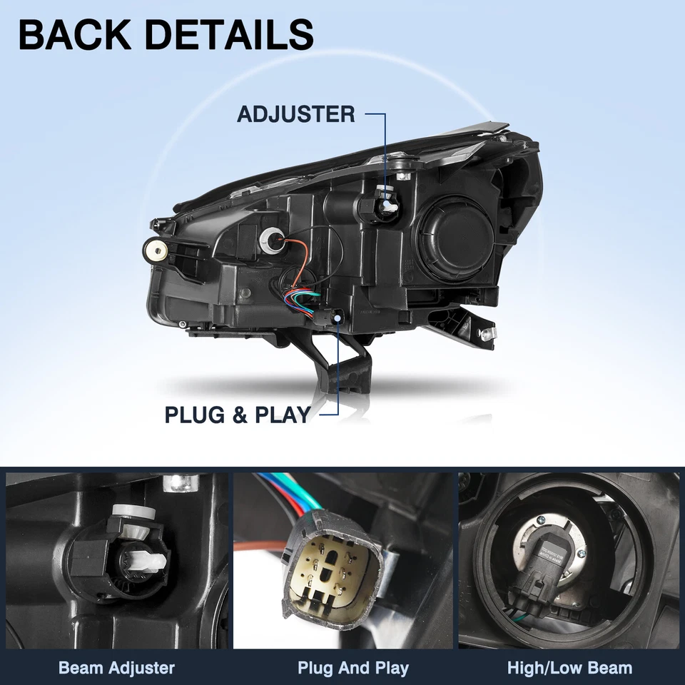 For 2013-2016 GMC Acadia Halogen Projector 2Pcs Headlights Headlamps Assembly - Image 4 of 4