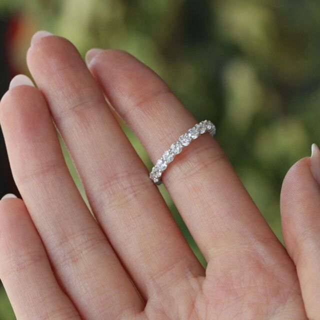 2.25 Ct Round Moissanite Womens Engagement Eternity Band All Size 14K White Gold 2.25 Ct Round Moissanite Womens Engagement Eternity Band All Size 14K White Gold