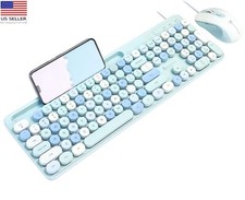 X9 Performance Wired Backlit Retro Typewriter Keyboard  Mouse Blue new