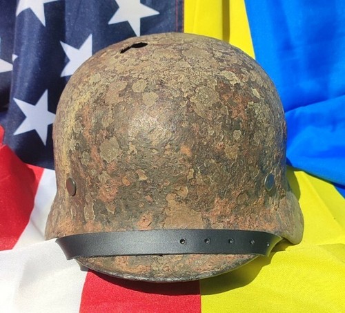 Casco Alemán Segunda Guerra Mundial M40 Segunda Guerra Mundial Original Talla 62 Campos de Batalla Envío Gratis - Imagen 8 de 12
