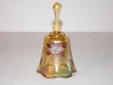 FENTON Iridescent Glass 50th Anniversary Bell Hand Painted Signed O'Frederick