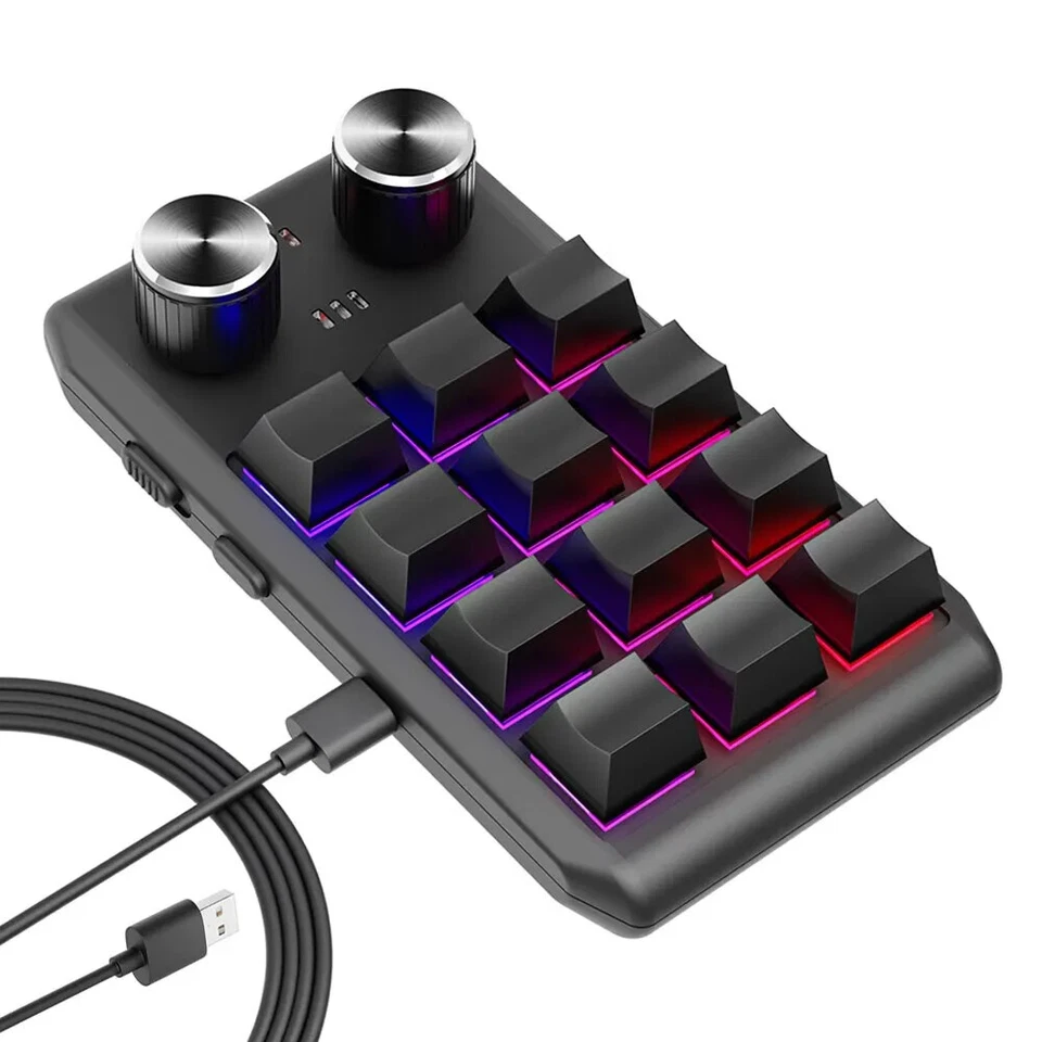 Programming Macro Custom 2 Knob Bluetooth Keyboard RGB 12 Key Mini Gaming Keypad - Image 2 of 4