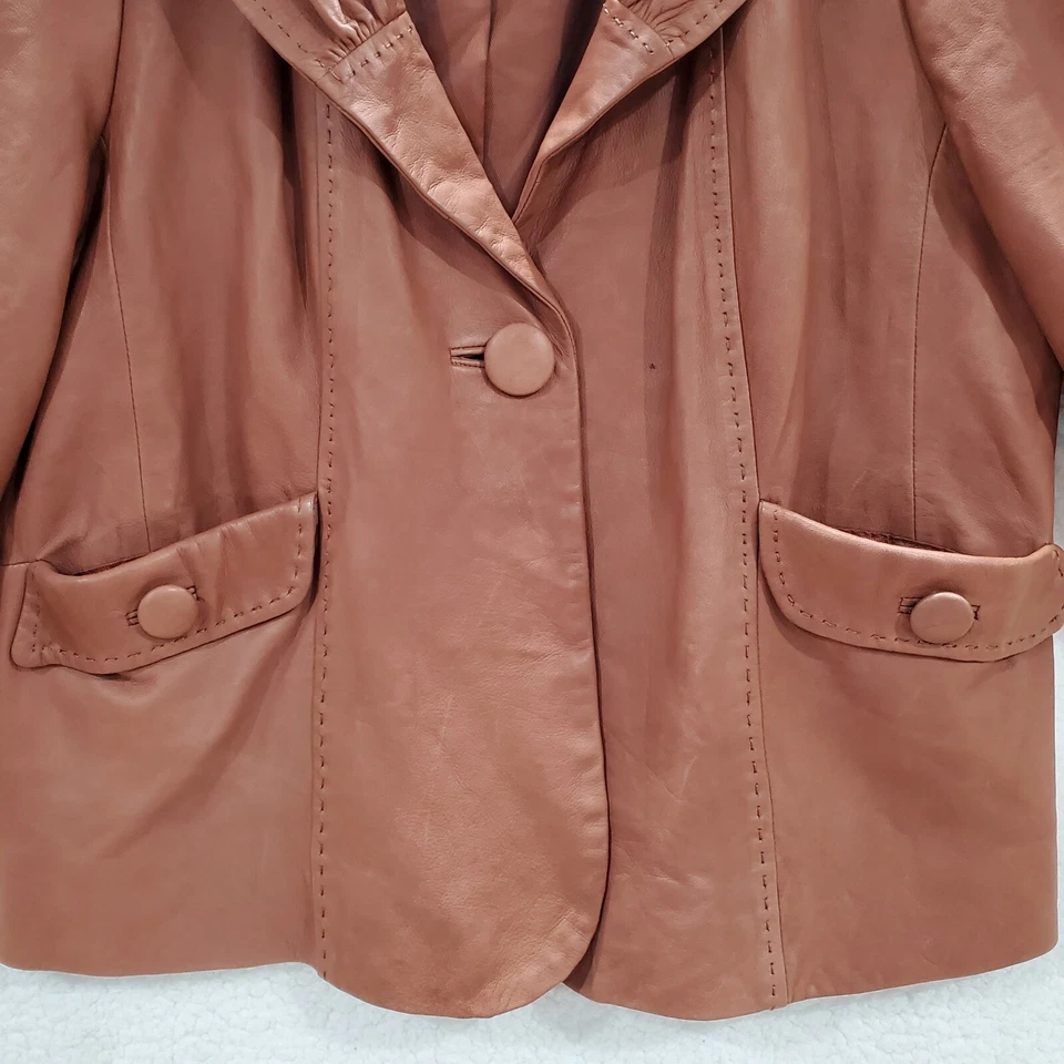 Chaqueta de cuero Classiques Entier XL otoño sidra naranja abotonada para mujer  Foto 3 de 4